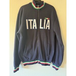 Chip Italia Full Zip Fleece Sweatshirt Jacket Soccer Blue Mock Neck Flag  XXXL
